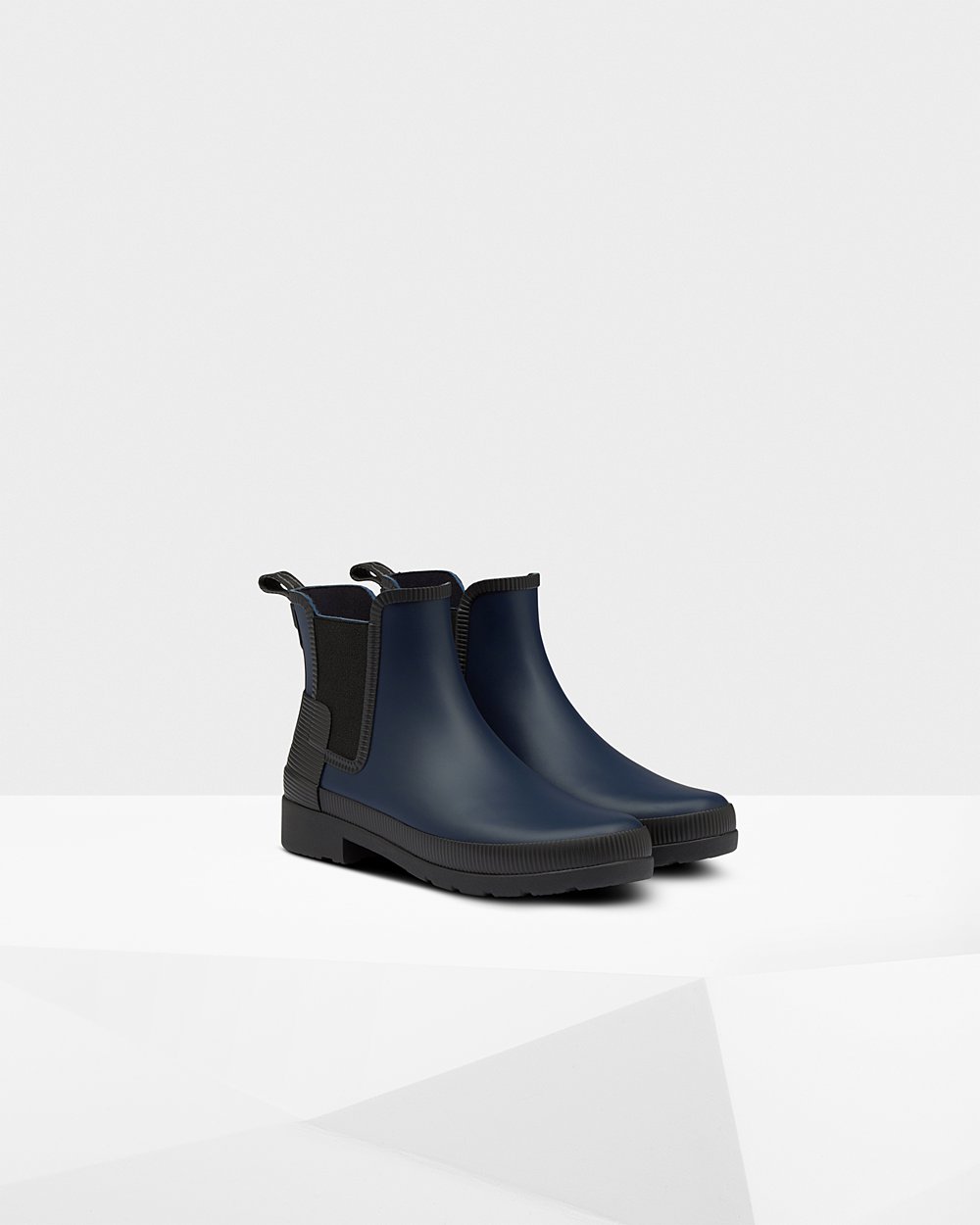 Chelsea Boots Dames - Hunter Refined Texture Block Slim Fit - Donker Blauw/Zwart - 36GRMBQVU